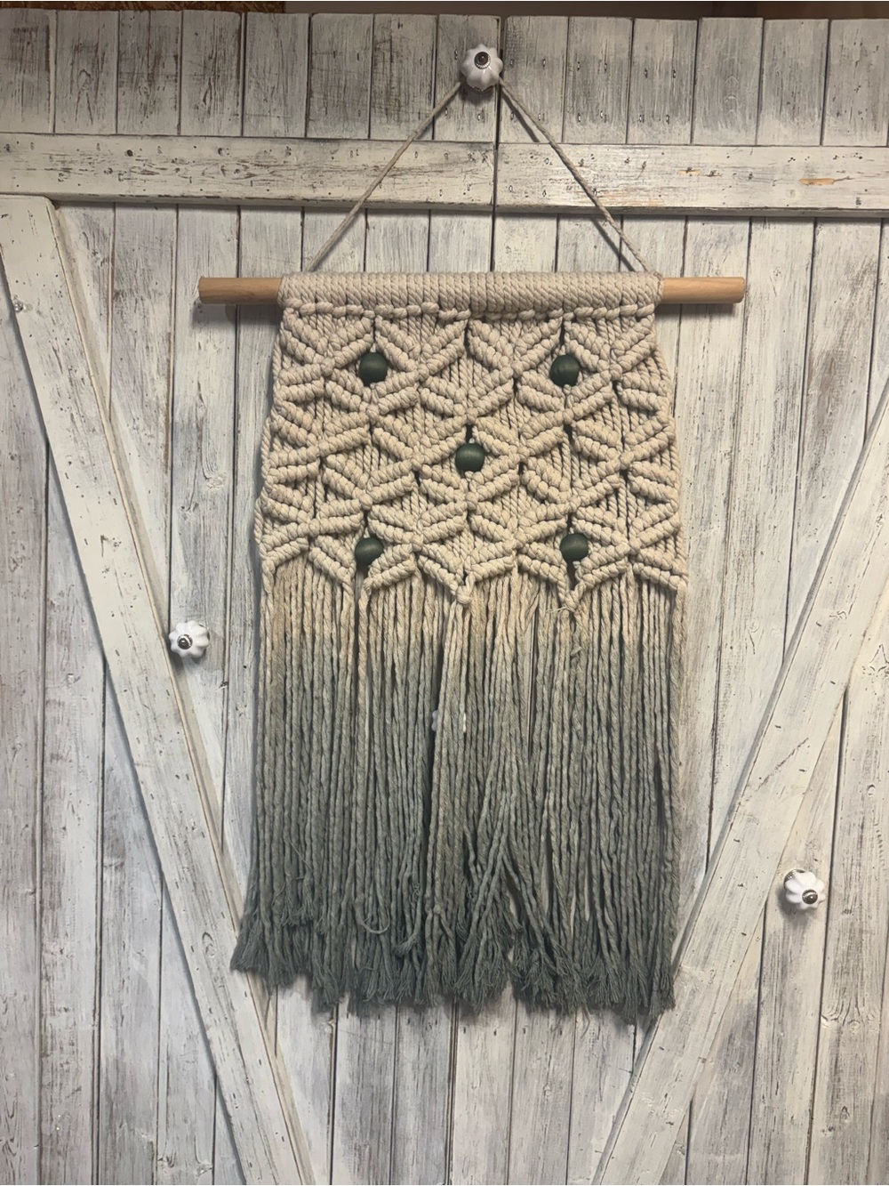 Handmade Cream to Gray Ombre Macramé Wall Hanging
